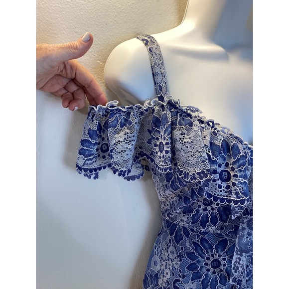 BCBGMaxAzria Blue Lace Midi Dress - Picture 3 of 12